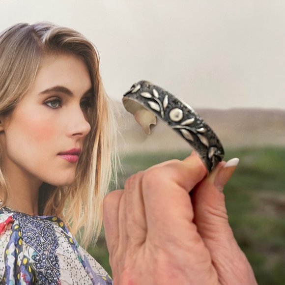 FOX & THE FAWN Artisan Crafted Sterling Silver "Moon Chaser" Cuff: Rabbit & Wolf